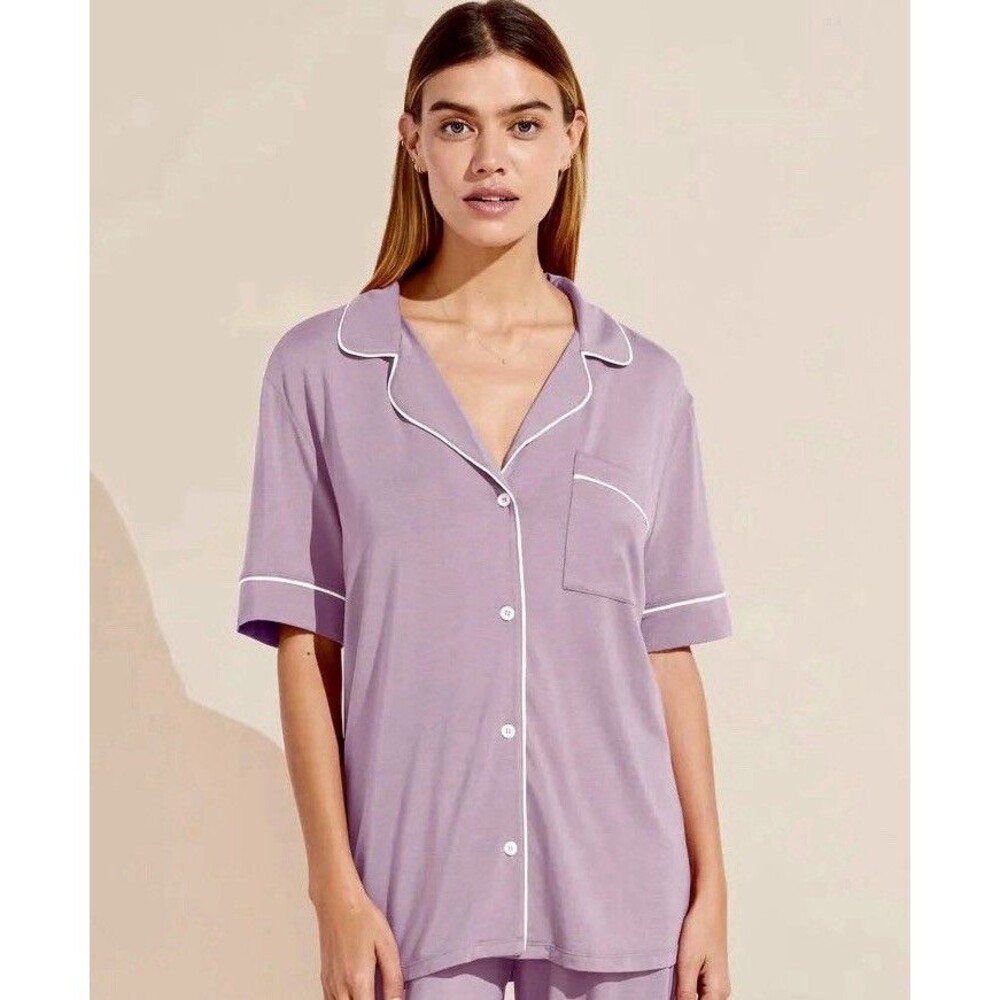 Knix Modal Sleep Top Collared Button Down Nirvana Light Purple Size L Large NWT!